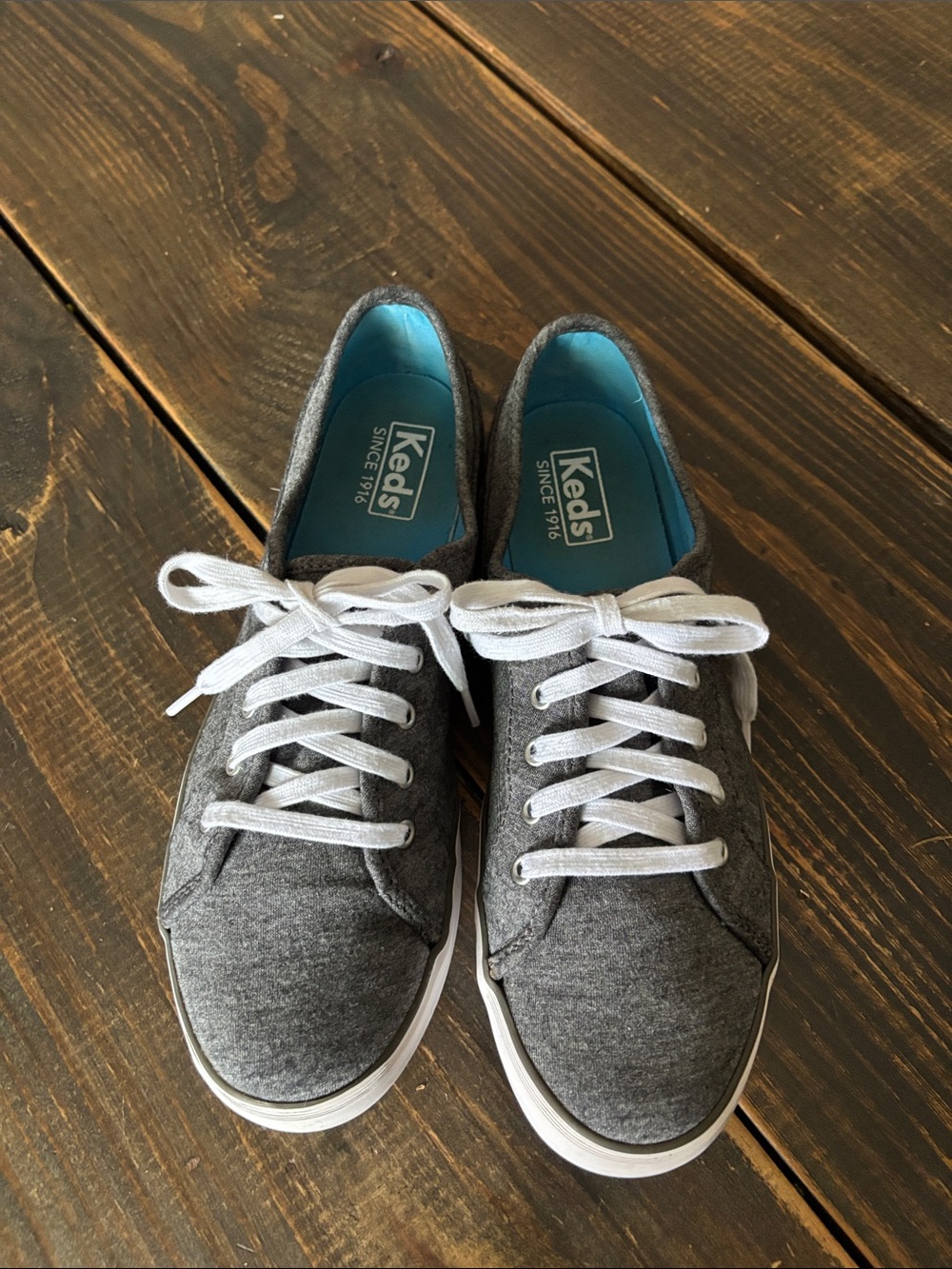 Keds Gray Canvas Sneakers with White Laces